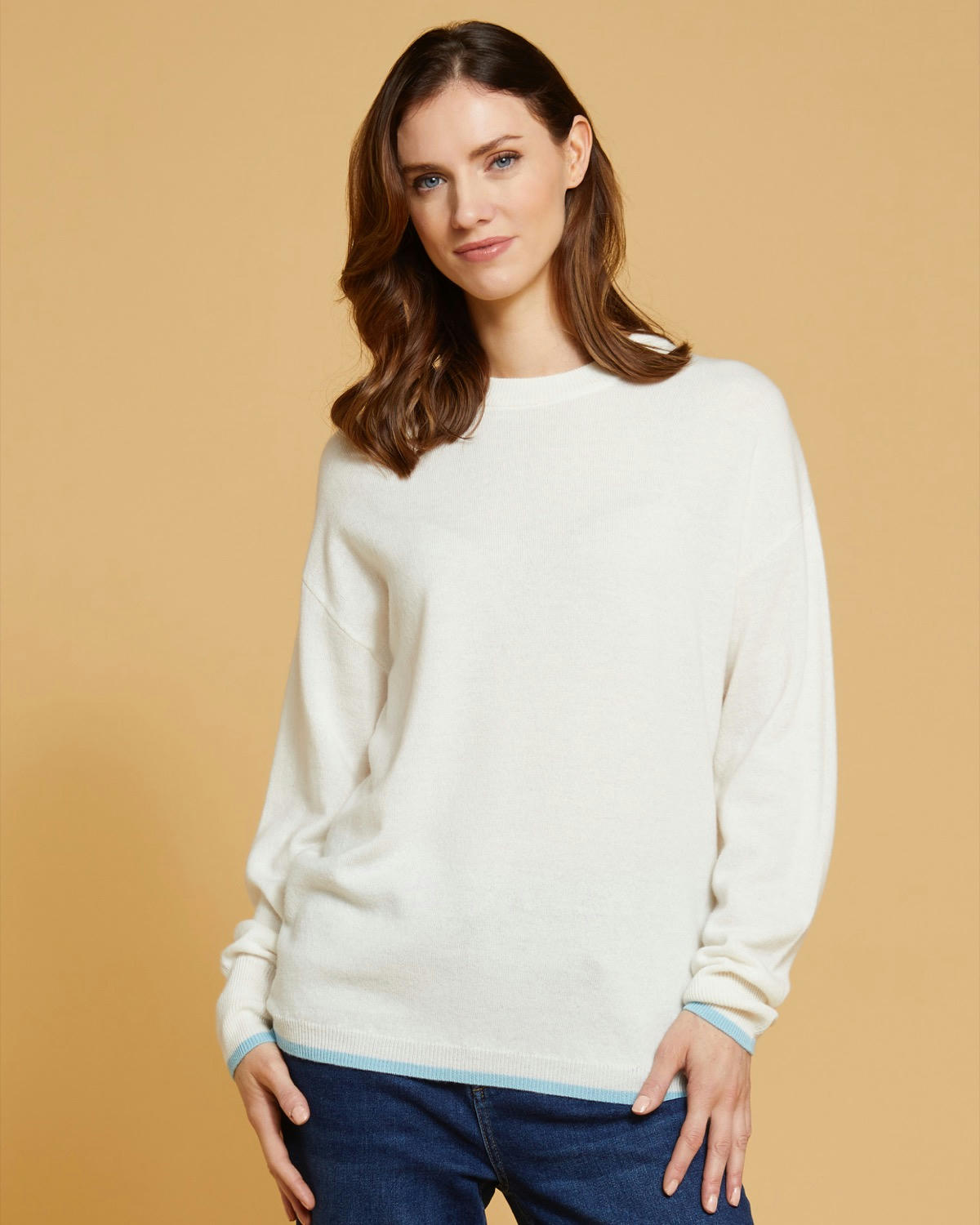 Paul Costelloe Living Studio Tipped Merino Wool Crew Neck Jumper