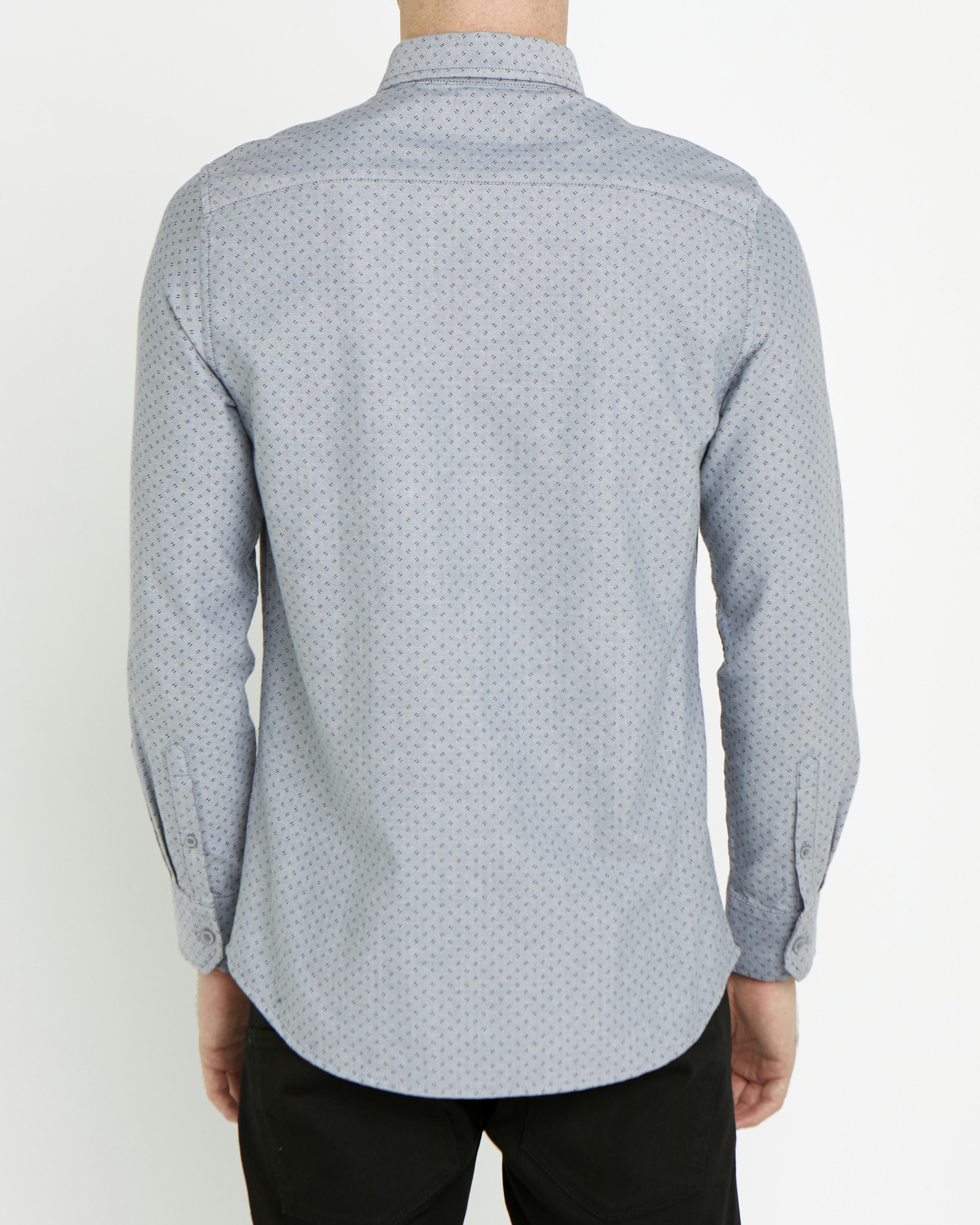 Slim Fit Long-Sleeved Oxford Print Shirt