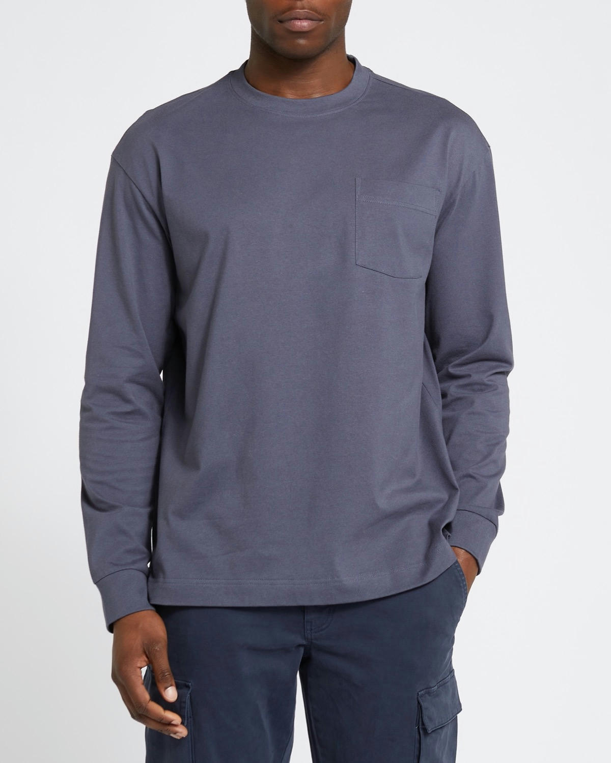 Cotton Long-Sleeved Pocket T-Shirt
