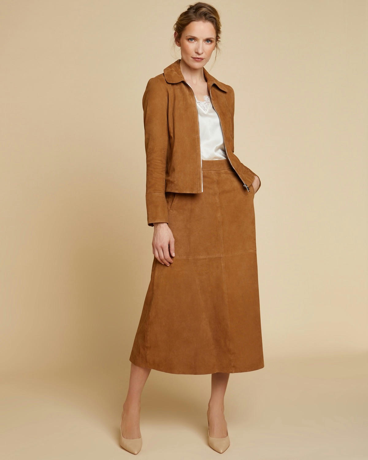 Paul Costelloe Living Studio Suede Skirt