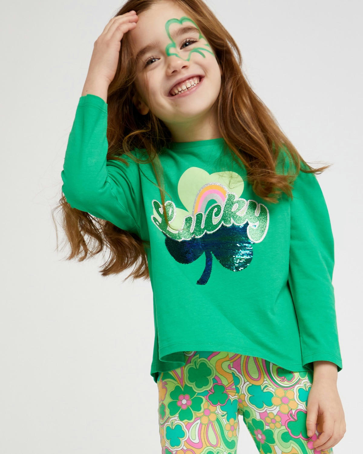 Long-Sleeved Lucky Rainbow Top (2-14 years)