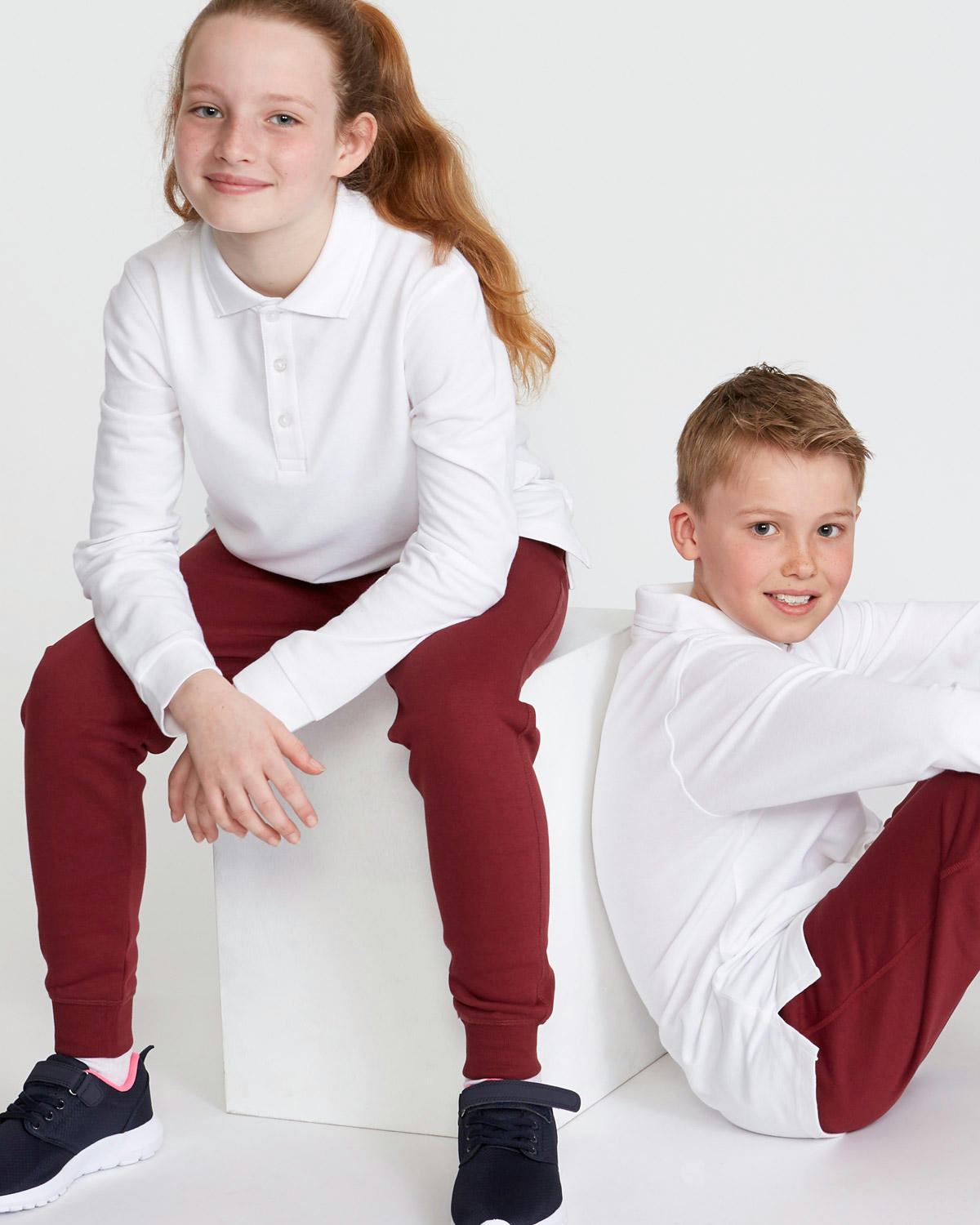 Pure Cotton Long-Sleeved Polo Shirts - Pack Of 2