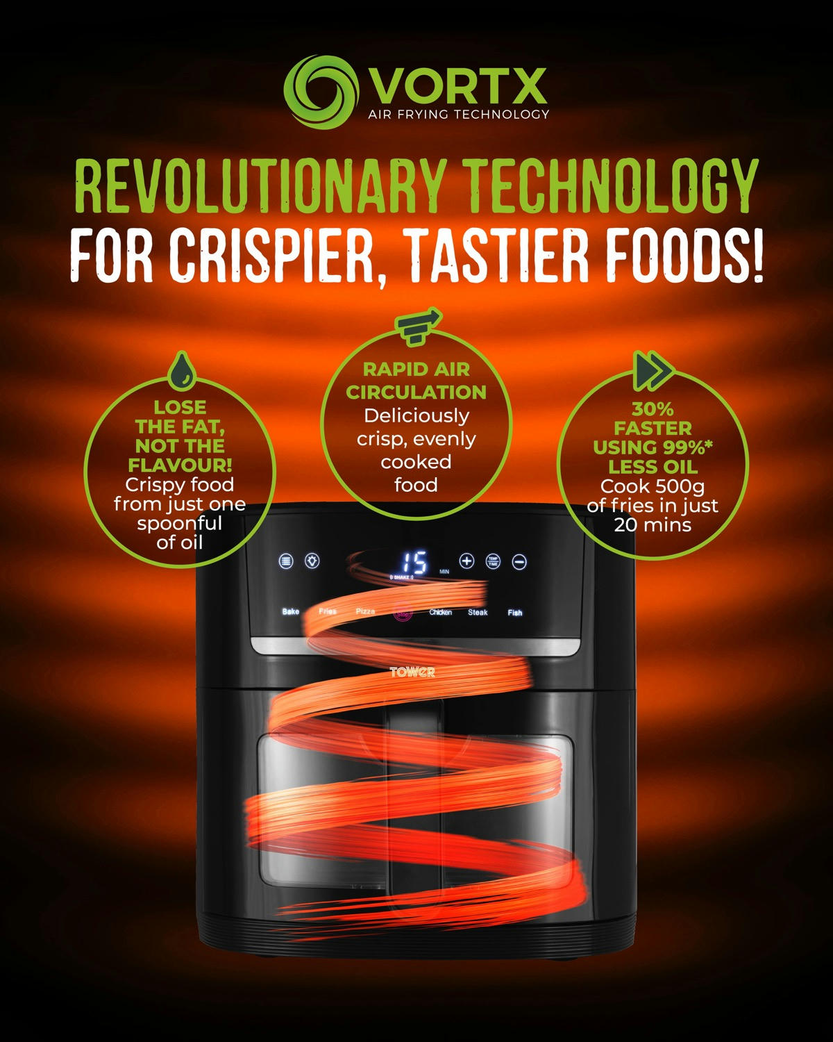 Tower Vortx 6L Eco Saver Air Fryer With Viewing Window