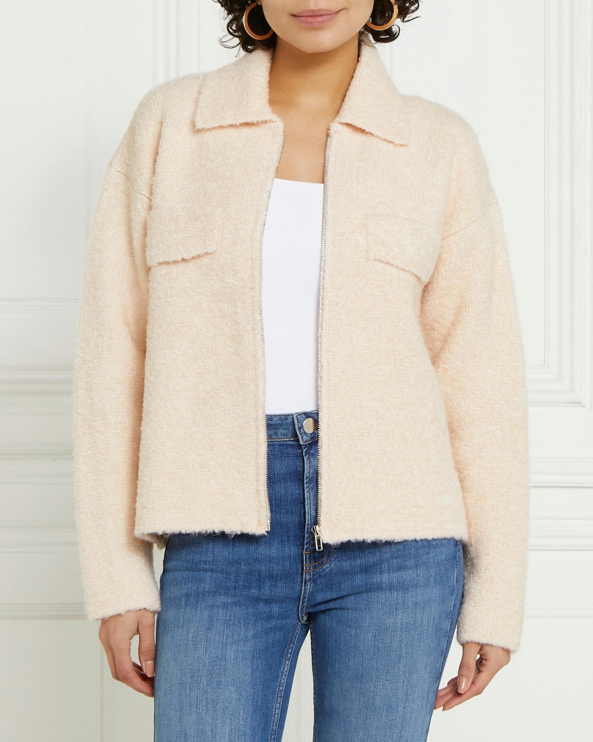 Gallery Boucle Zip Through Cardigan