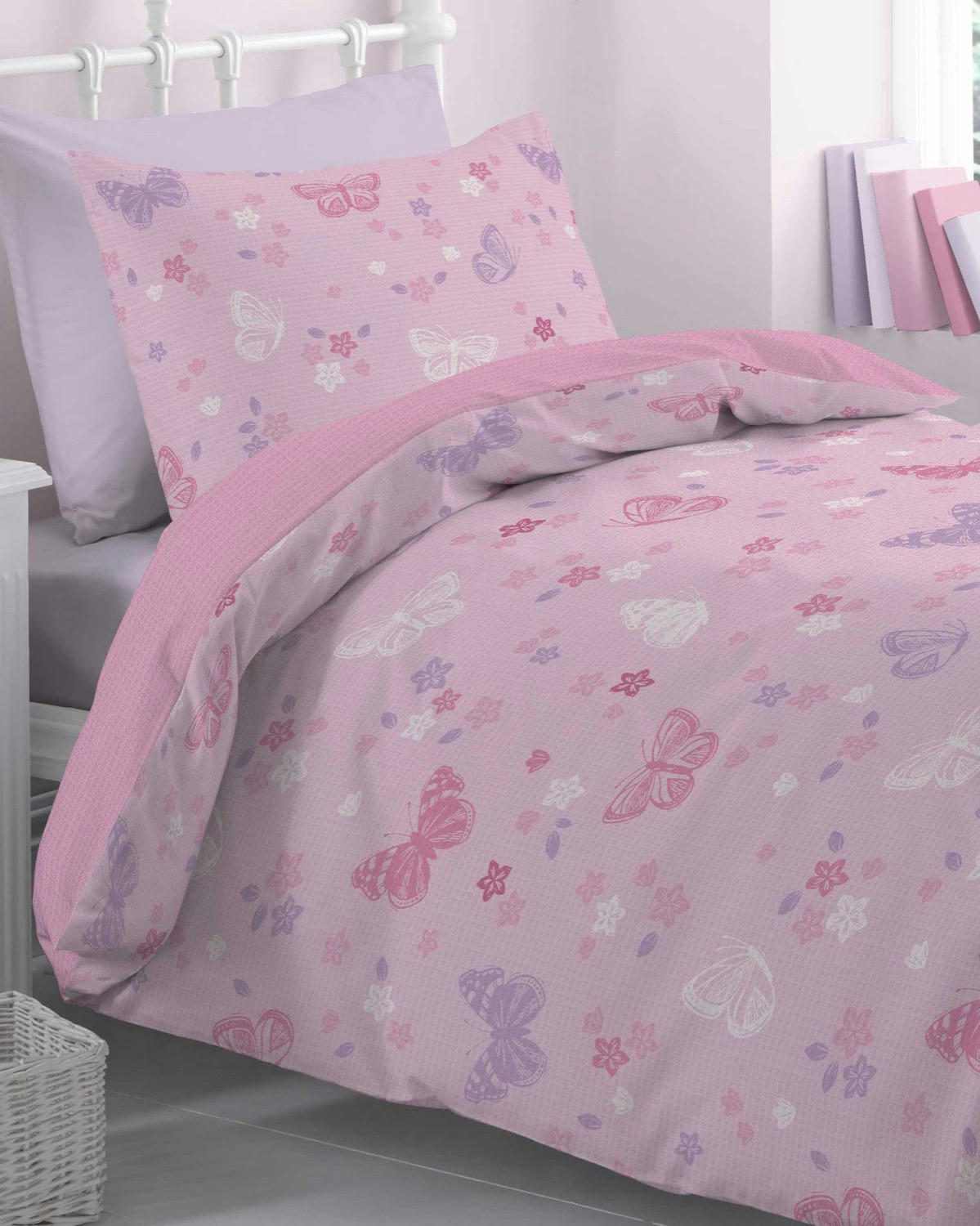 Butterfly Print Waffle Duvet Set