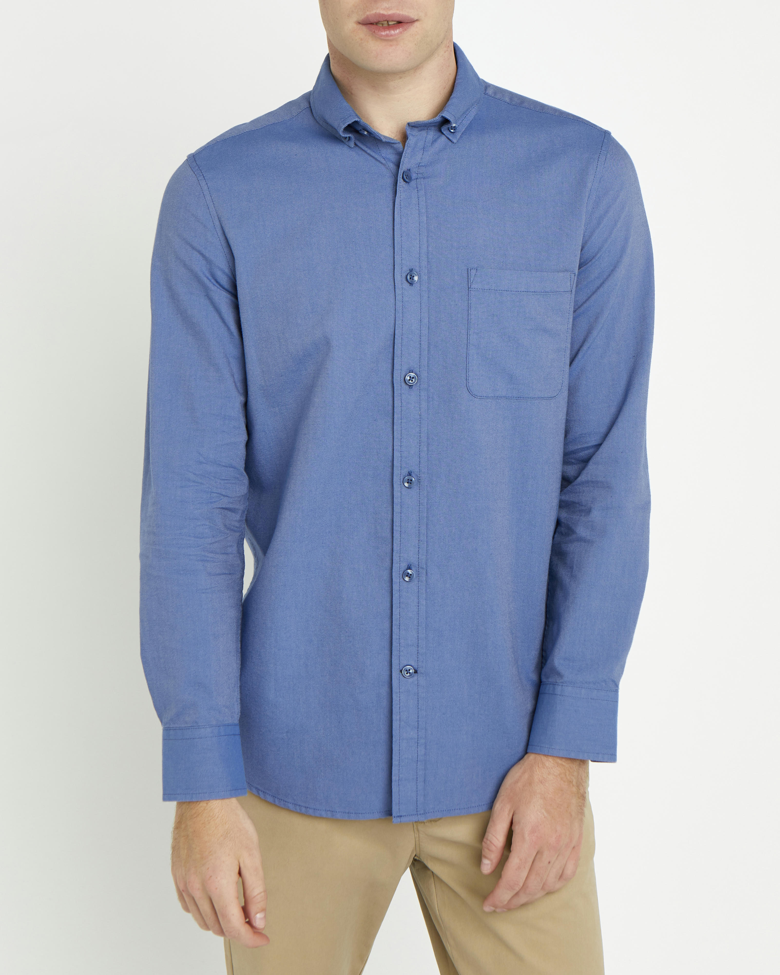 Slim Fit Long-Sleeved Cotton Oxford Shirt