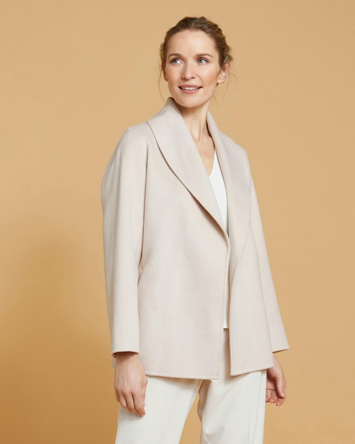 Paul Costelloe Living Studio Stone Short Shawl Collar Coat