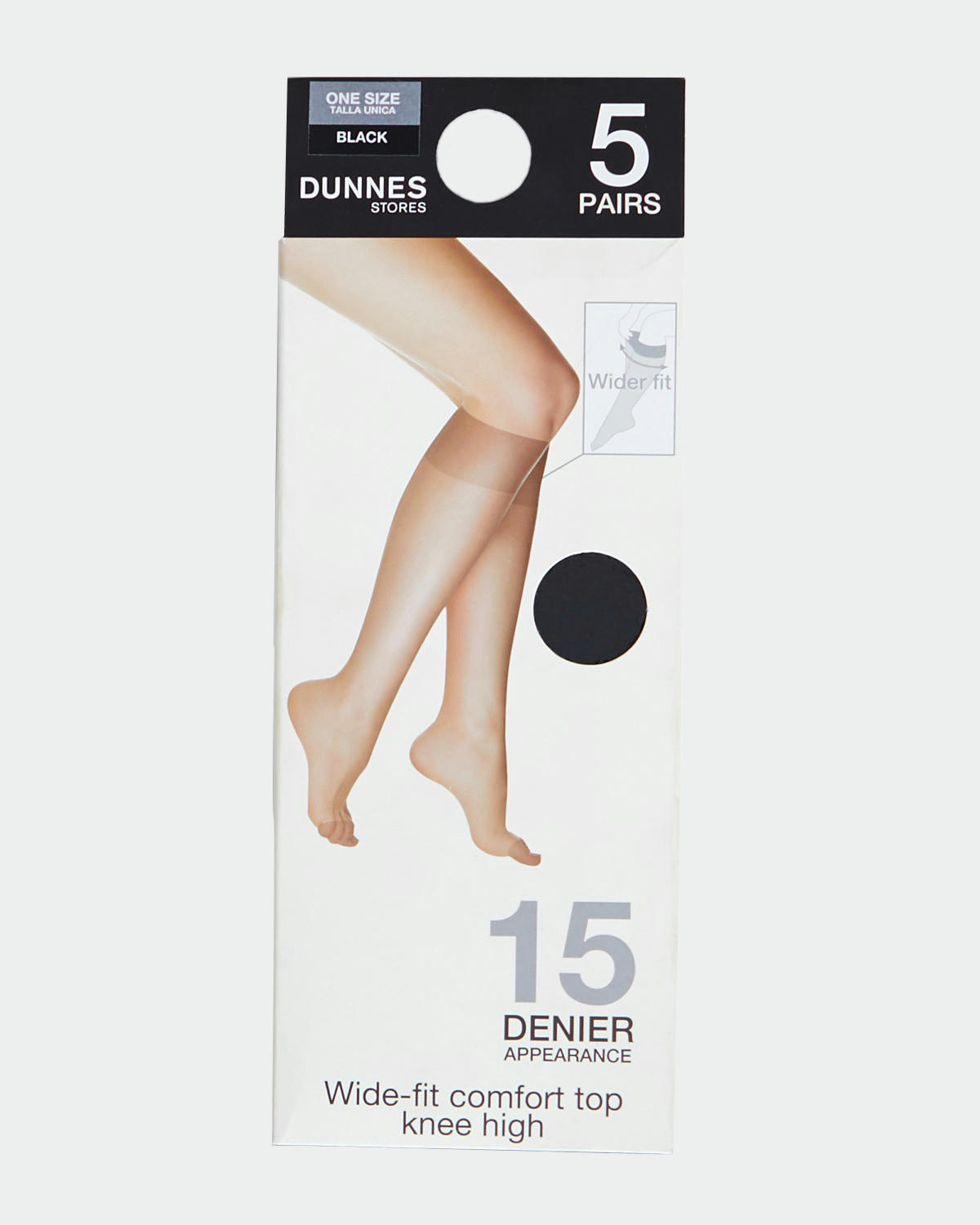 15 Denier Wide Fit Knee Highs - Pack Of 5