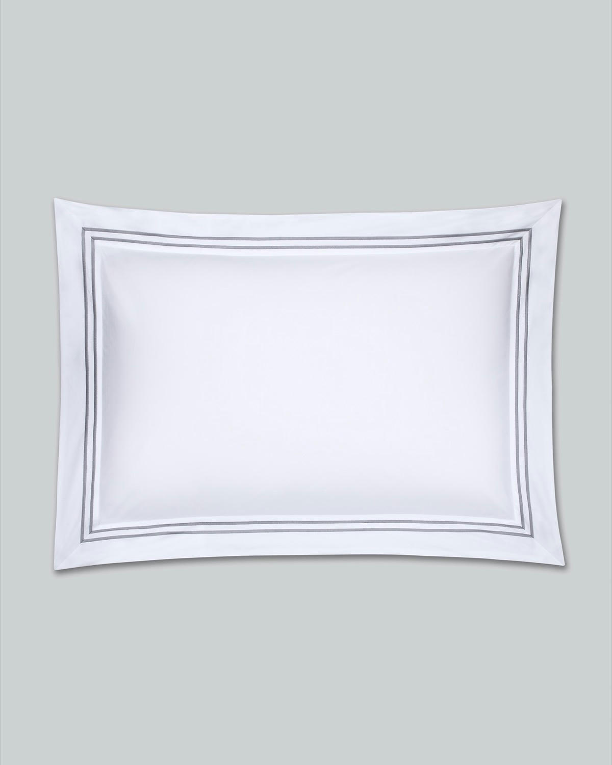 Francis Brennan the Collection Grey Double Stripe Oxford Pillowcase