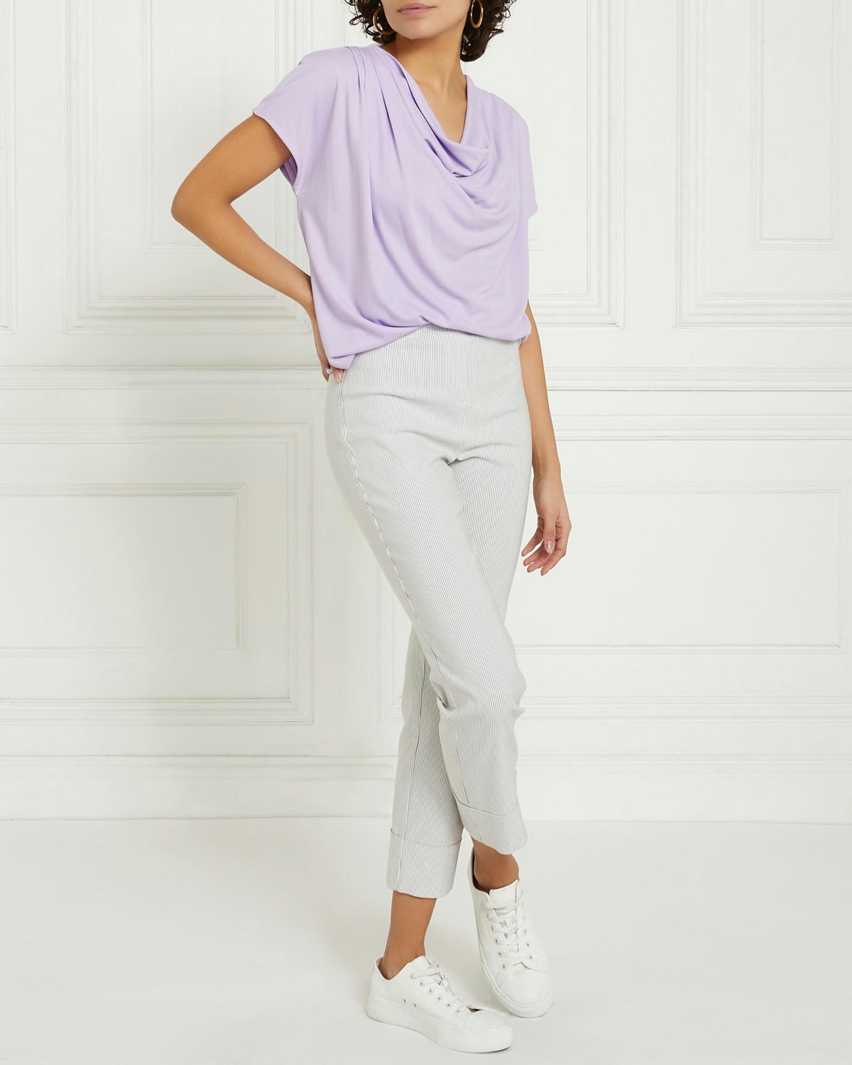 Gallery Cowl Neck Cap Sleeve Top