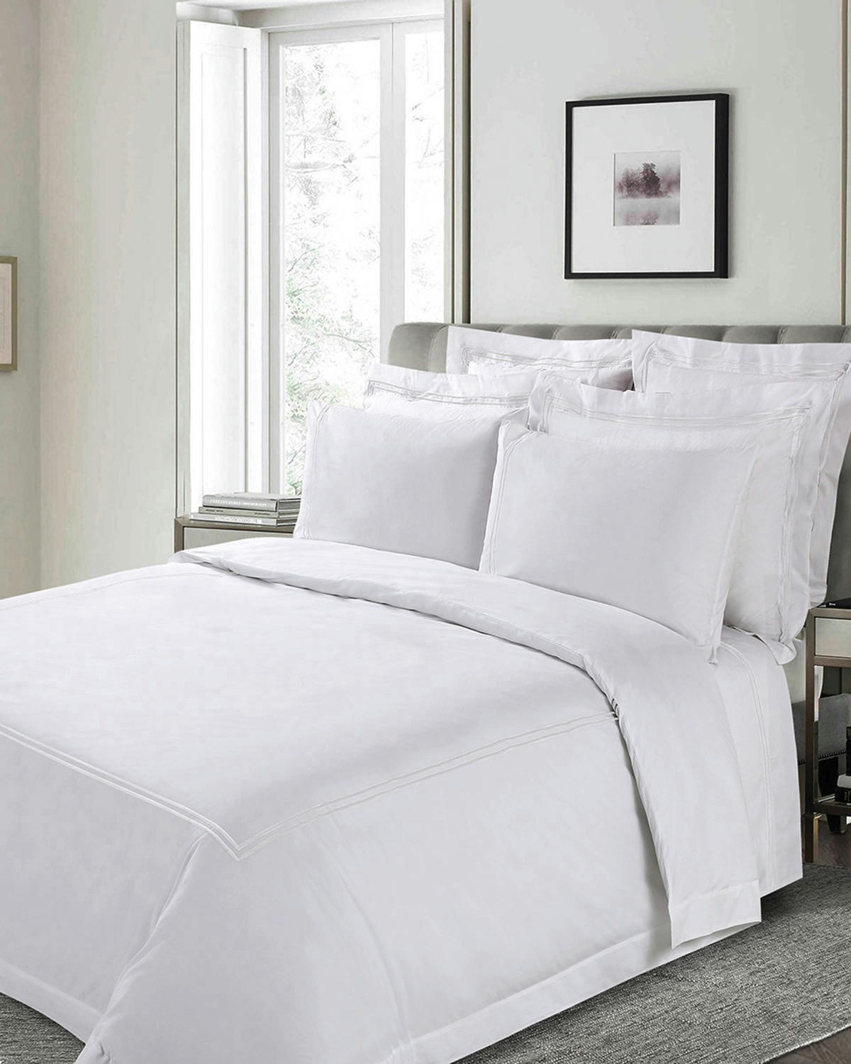 Francis Brennan the Collection White Double Stripe Duvet Cover