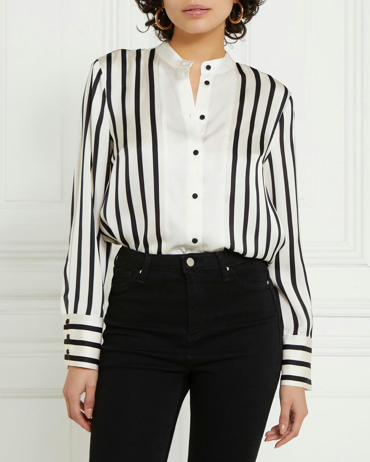 Gallery Astrid Striped Satin Shirt