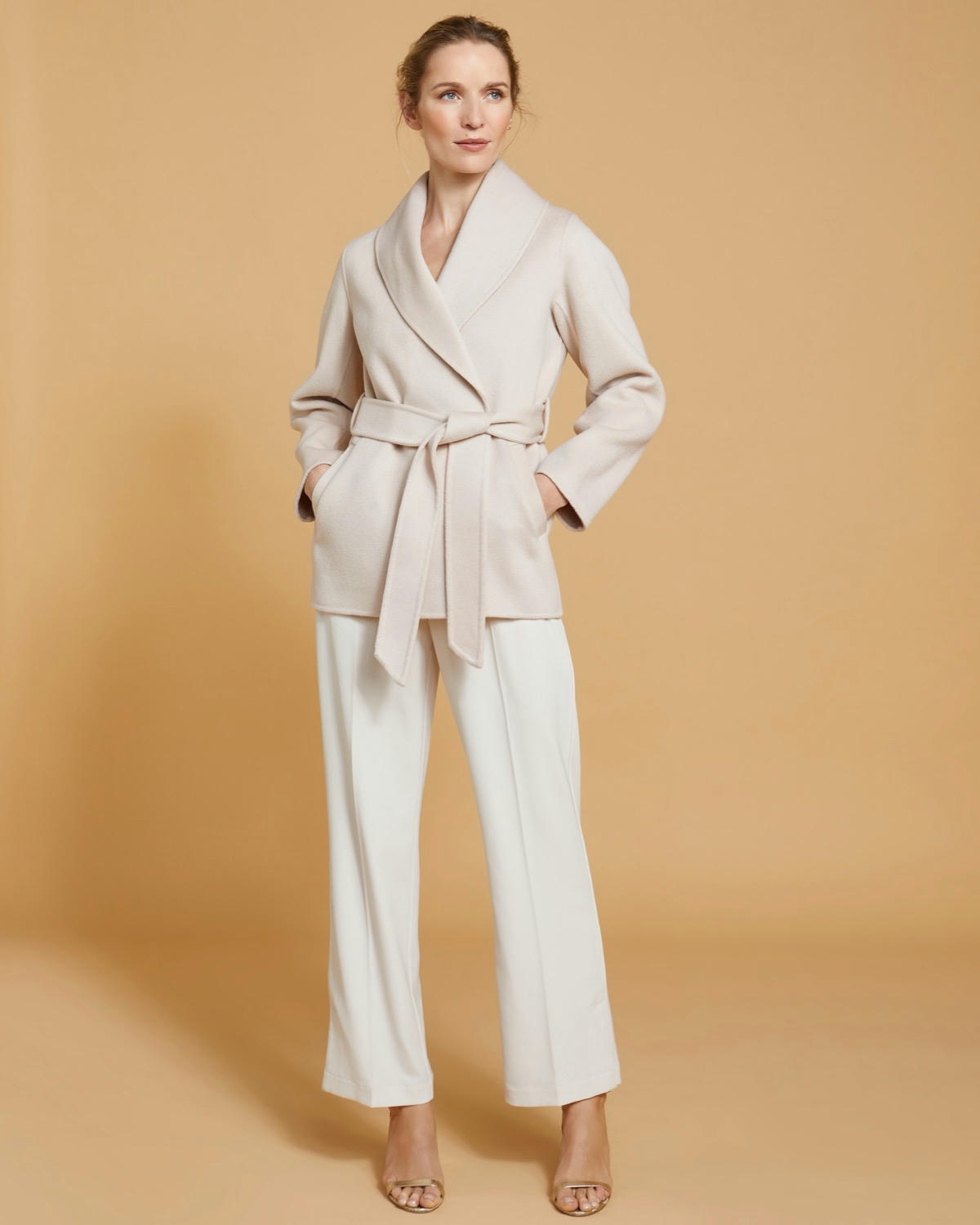 Paul Costelloe Living Studio Stone Short Shawl Collar Coat