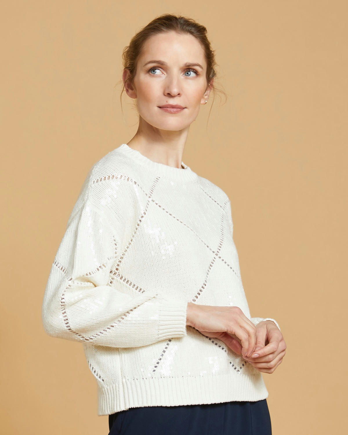 Paul Costelloe Living Studio Cotton Diamond Sequin Jumper