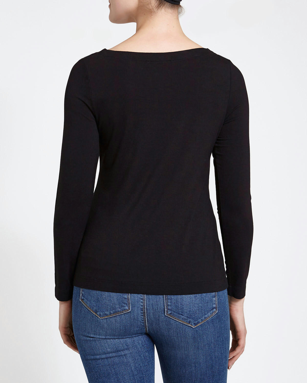 Long-Sleeved Boat Neck Top