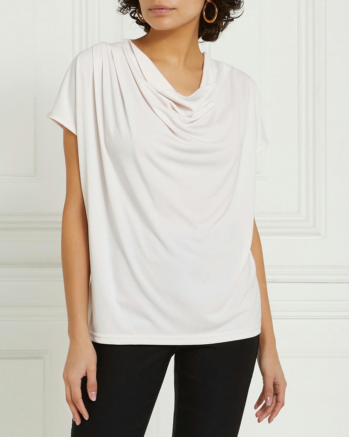 Gallery Cowl Neck Cap Sleeve Top