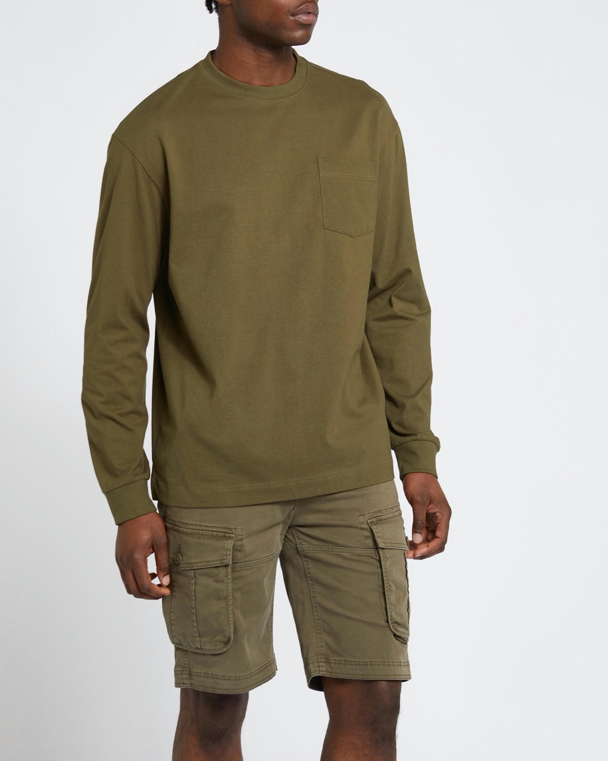 Cotton Long-Sleeved Pocket T-Shirt