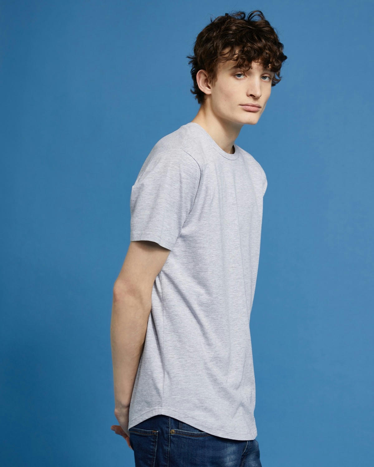 Paul Galvin Short-Sleeved Dipped Hem Stretch T-Shirt