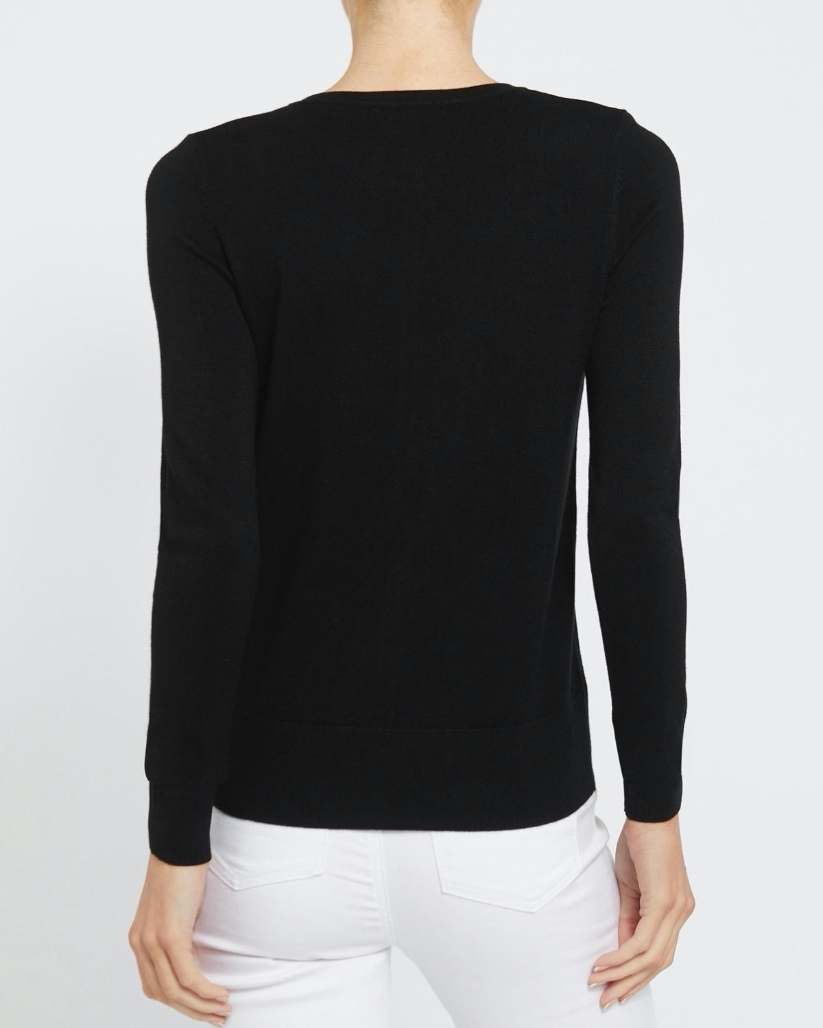 Crew Neck Button Front Cardigan