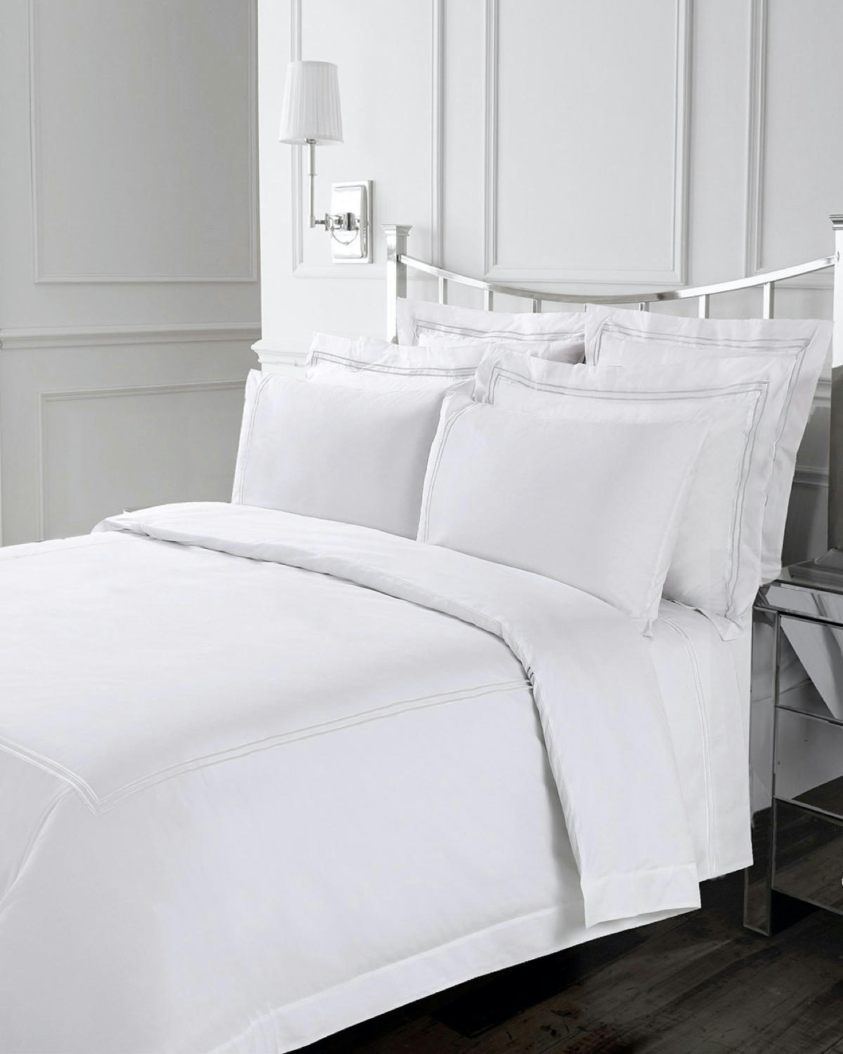 Francis Brennan the Collection White Double Stripe King Oxford Pillowcase