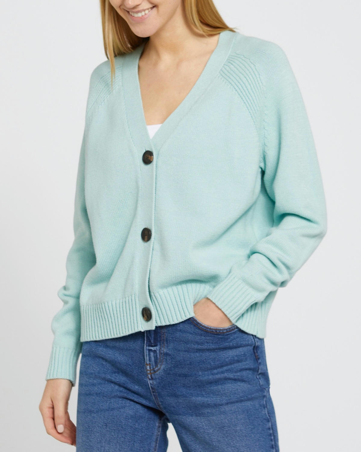 Button Rib Detail Cardigan