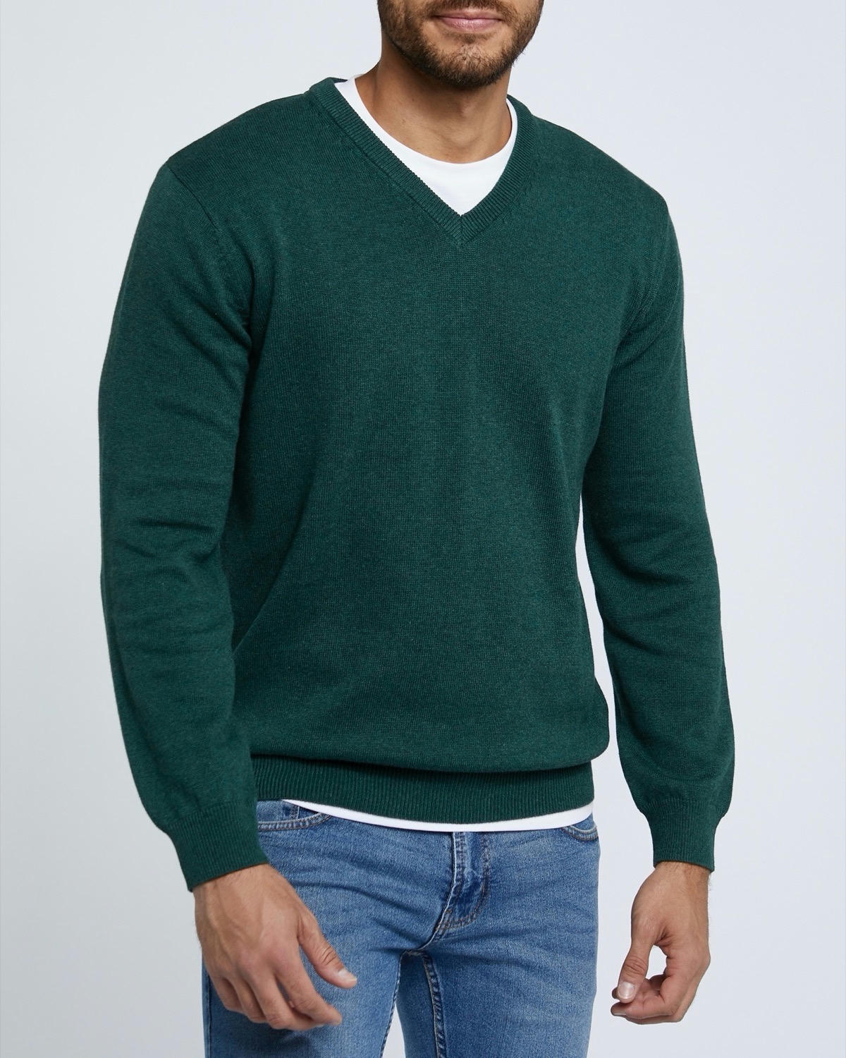 Regular Fit Cotton V-Neck Jumper
