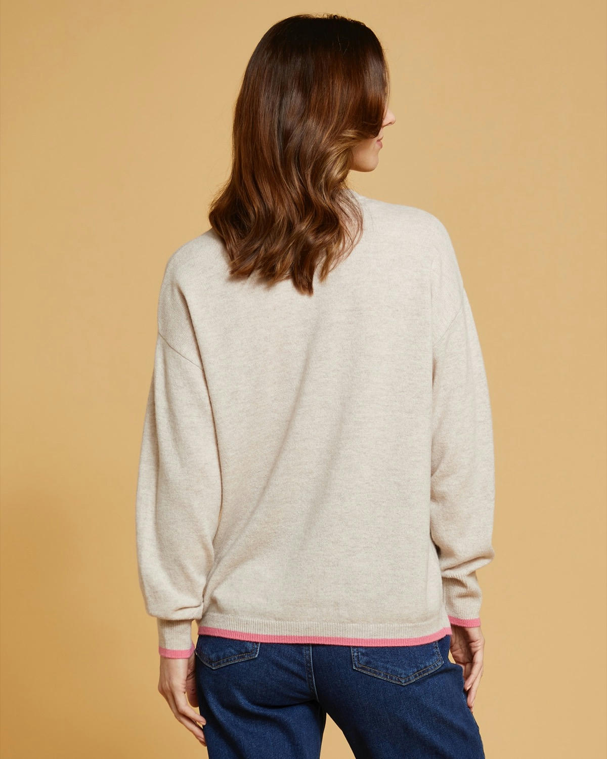 Paul Costelloe Living Studio Tipped Merino Wool Crew Neck Jumper