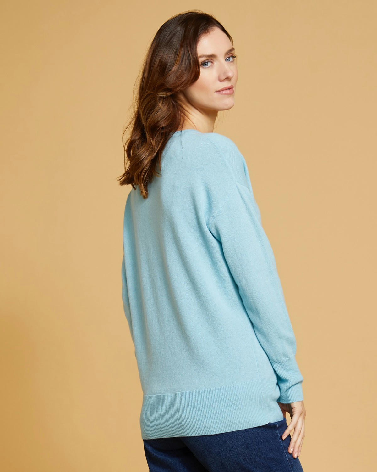 Paul Costelloe Living Studio Turquoise Merino Wool V-Neck Jumper