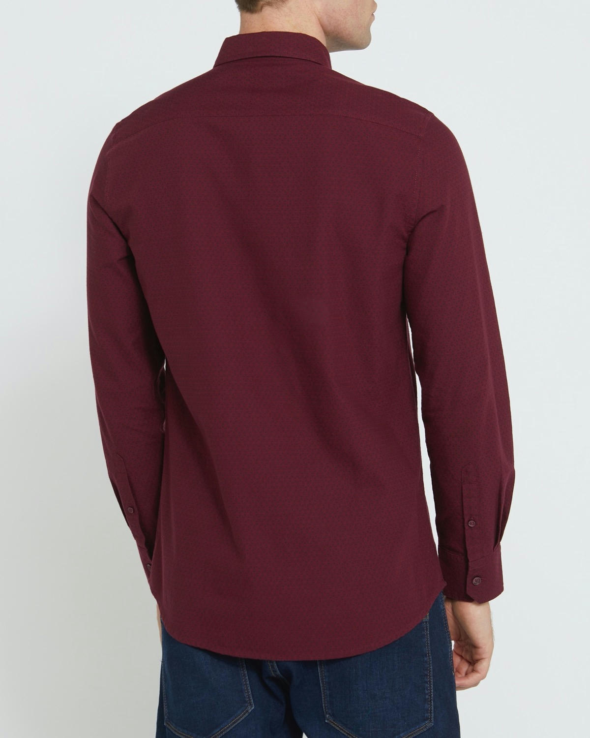 Slim Fit Long-Sleeved Oxford Print Shirt