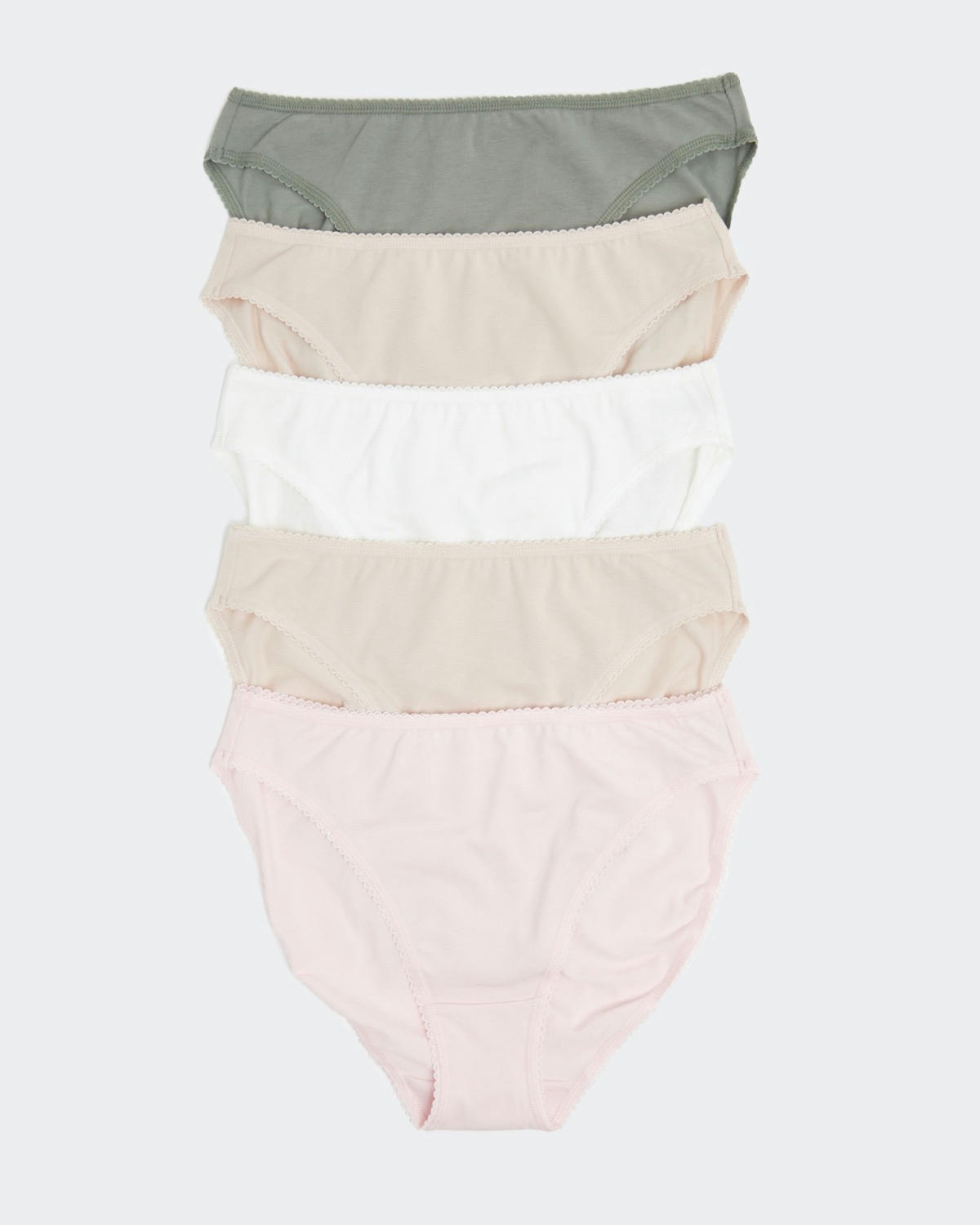 Plain Cotton Rich High Leg Briefs - Pack of 5