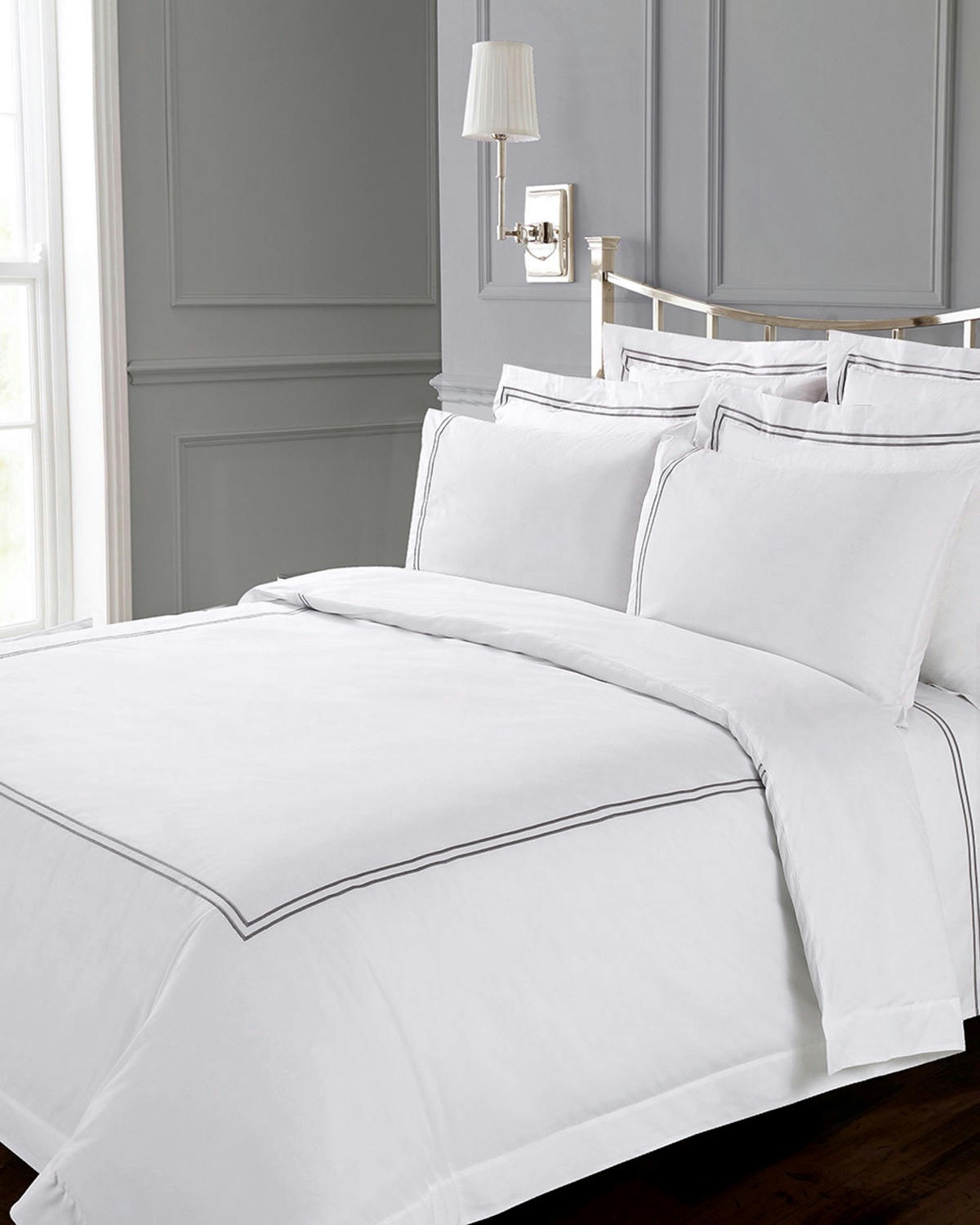 Francis Brennan the Collection Embroidered Double Stripe Bed Sheet