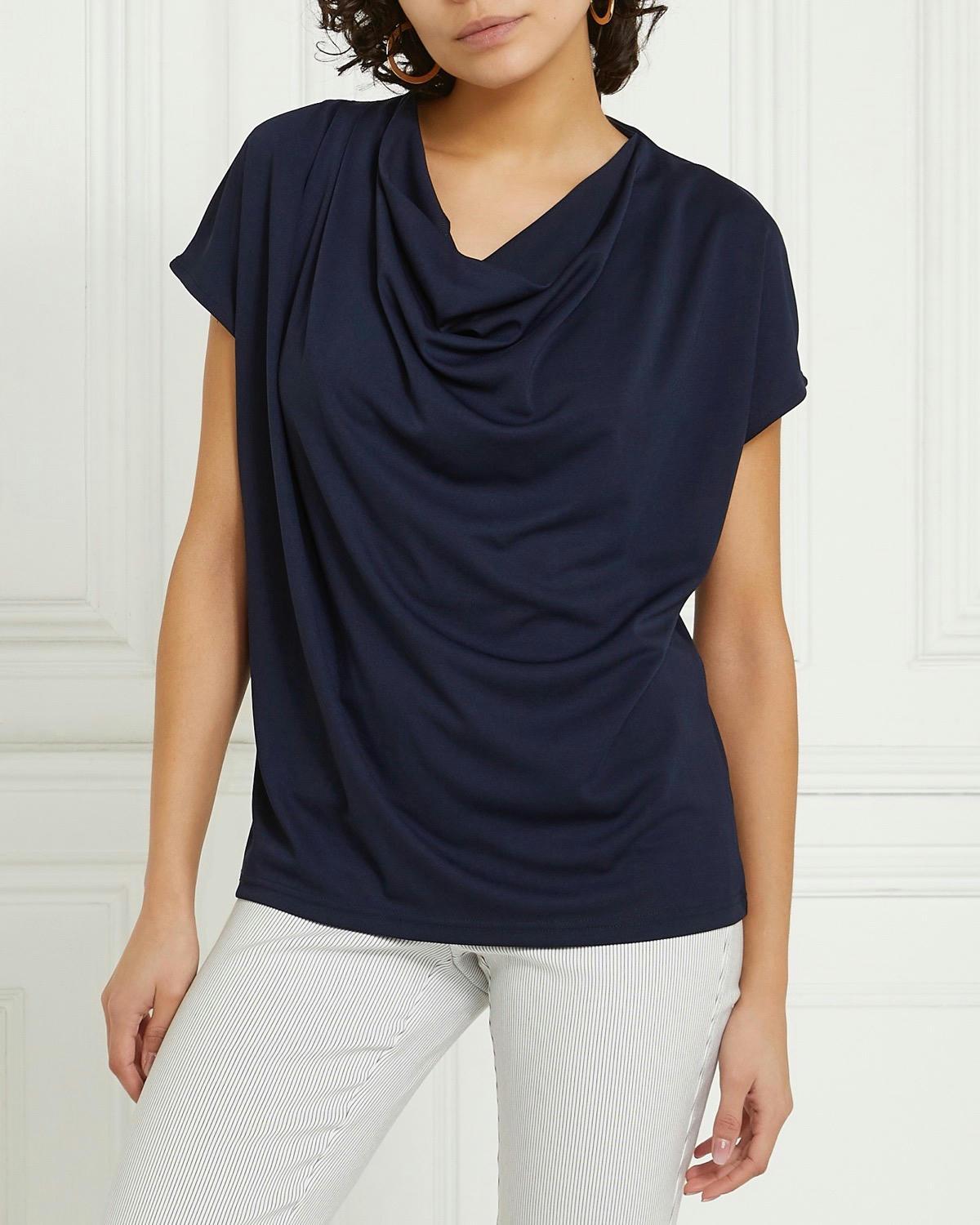 Gallery Cowl Neck Cap Sleeve Top