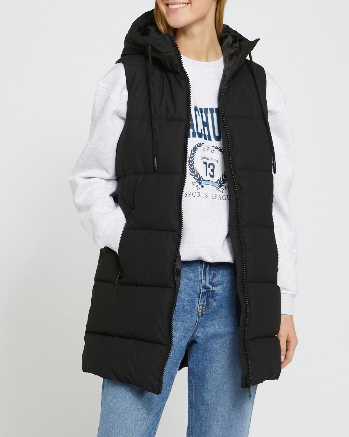 Padded Hooded Midi Gilet