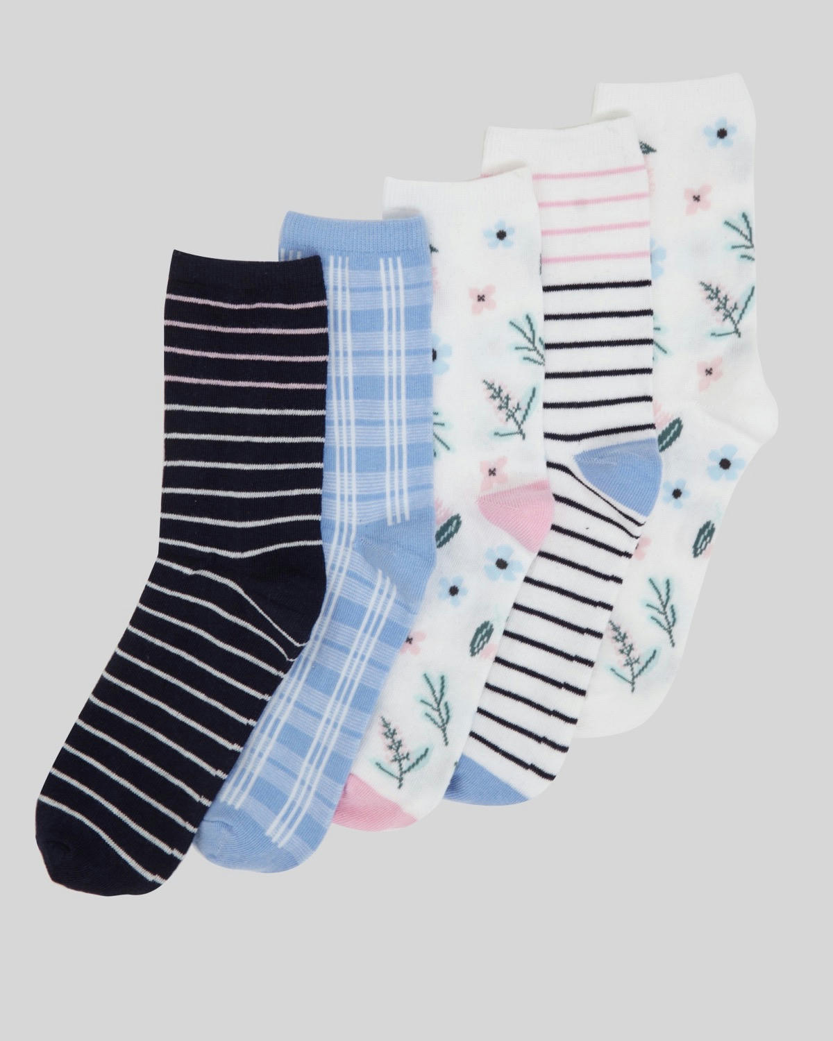 Cotton Rich Crew Socks - Pack Of 5