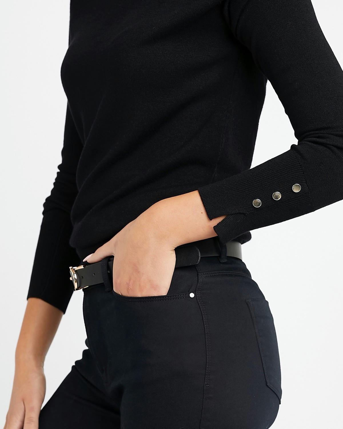 Crew Neck Button Detail Jumper