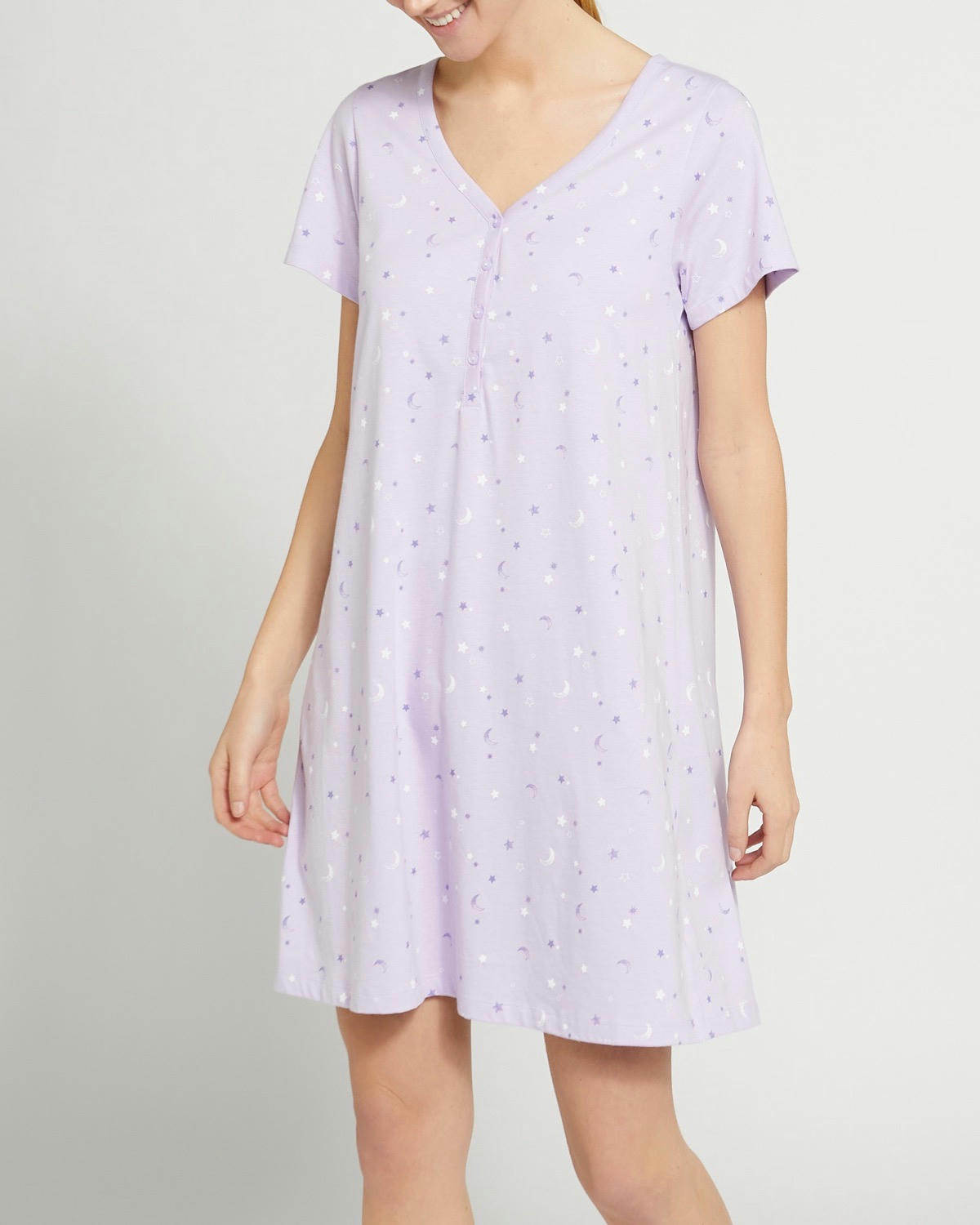 Cotton V-Neck Button Nightdress