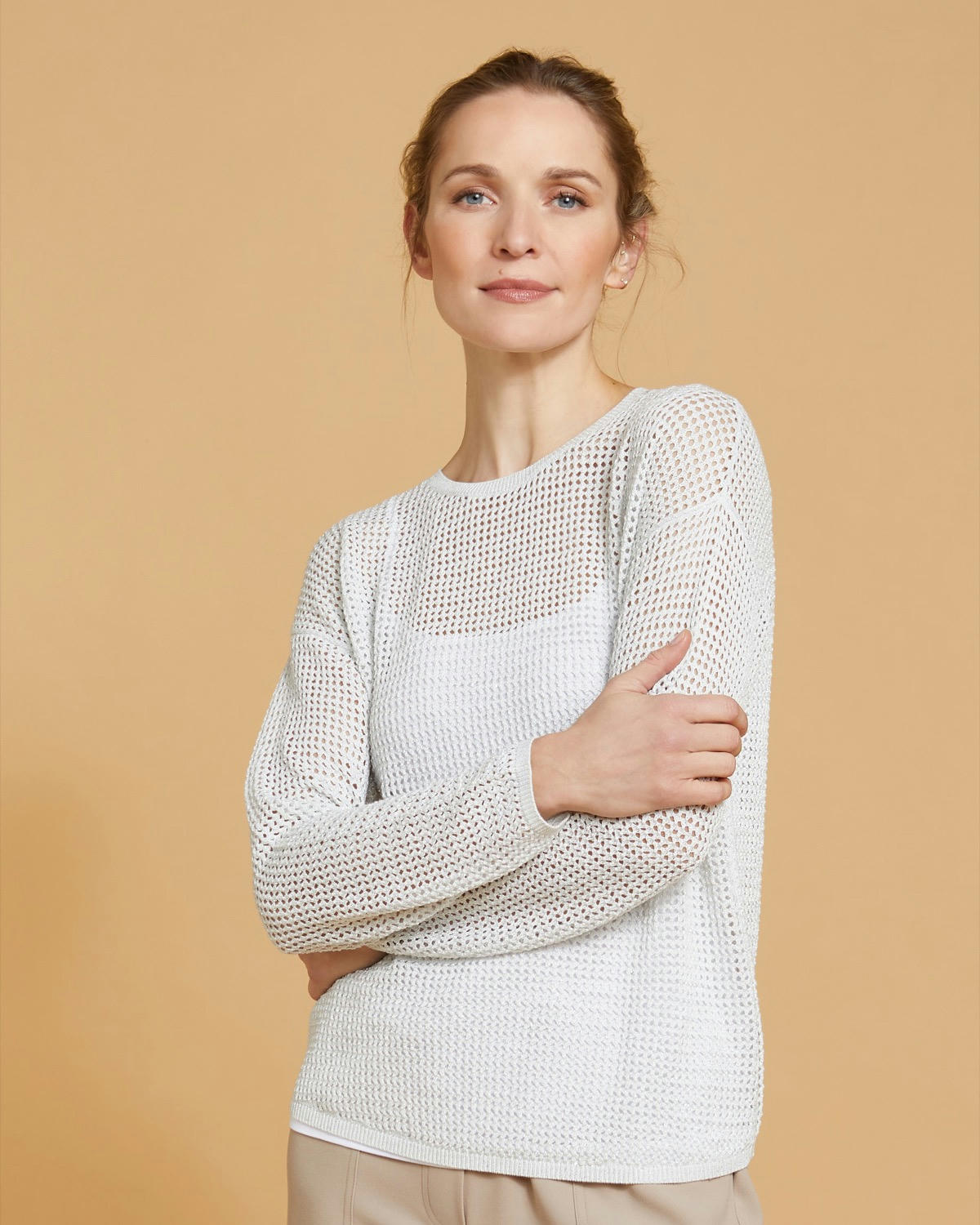 Paul Costelloe Living Studio Ivory Lurex Jumper