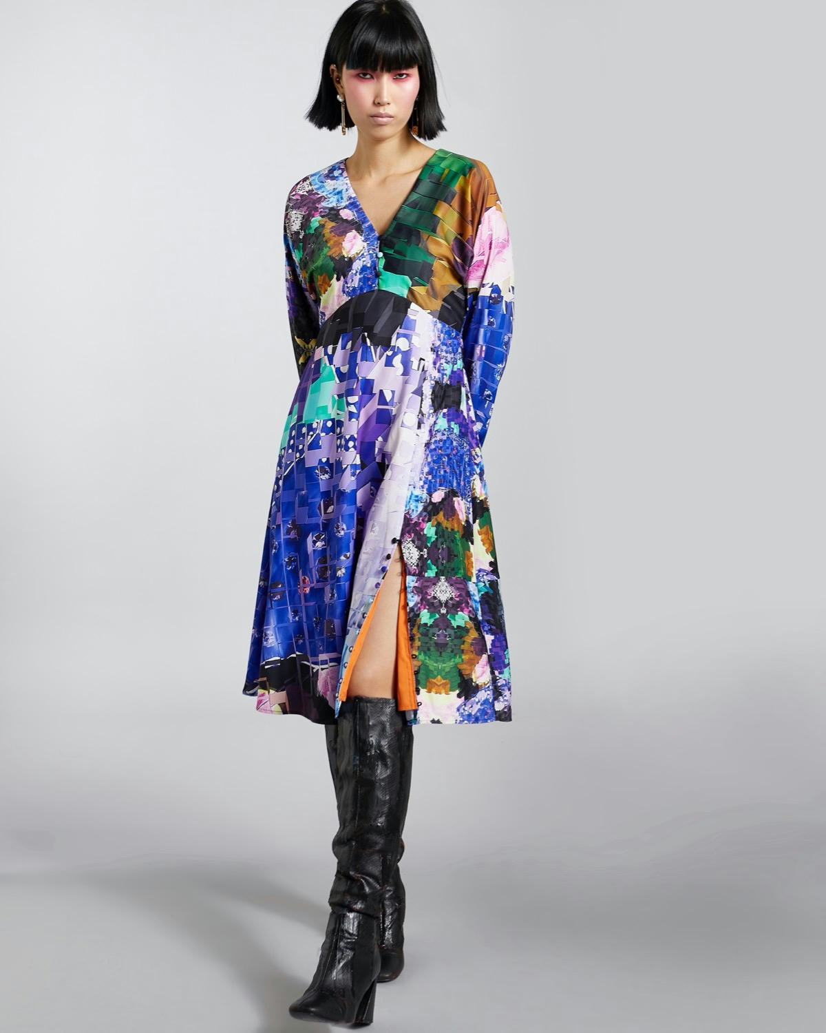 Joanne Hynes Tiger Lady Night Printed Batwing Midi Dress