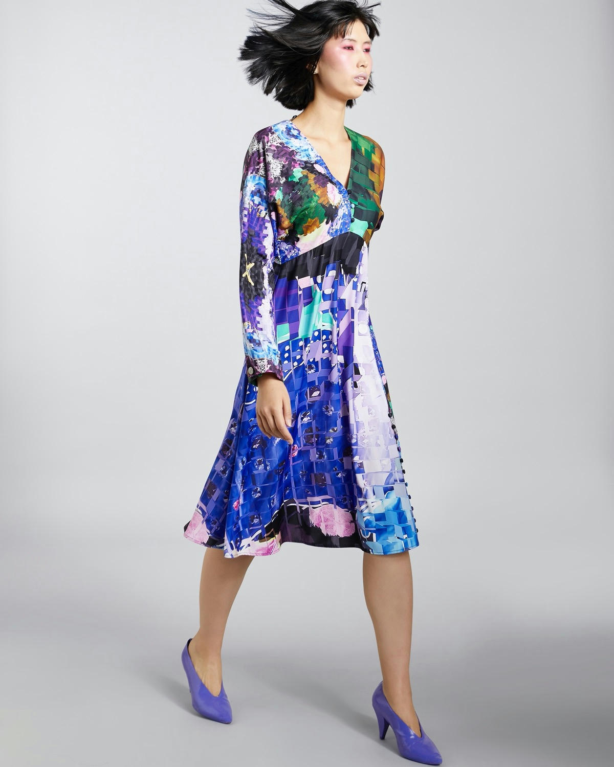 Joanne Hynes Tiger Lady Night Printed Batwing Midi Dress