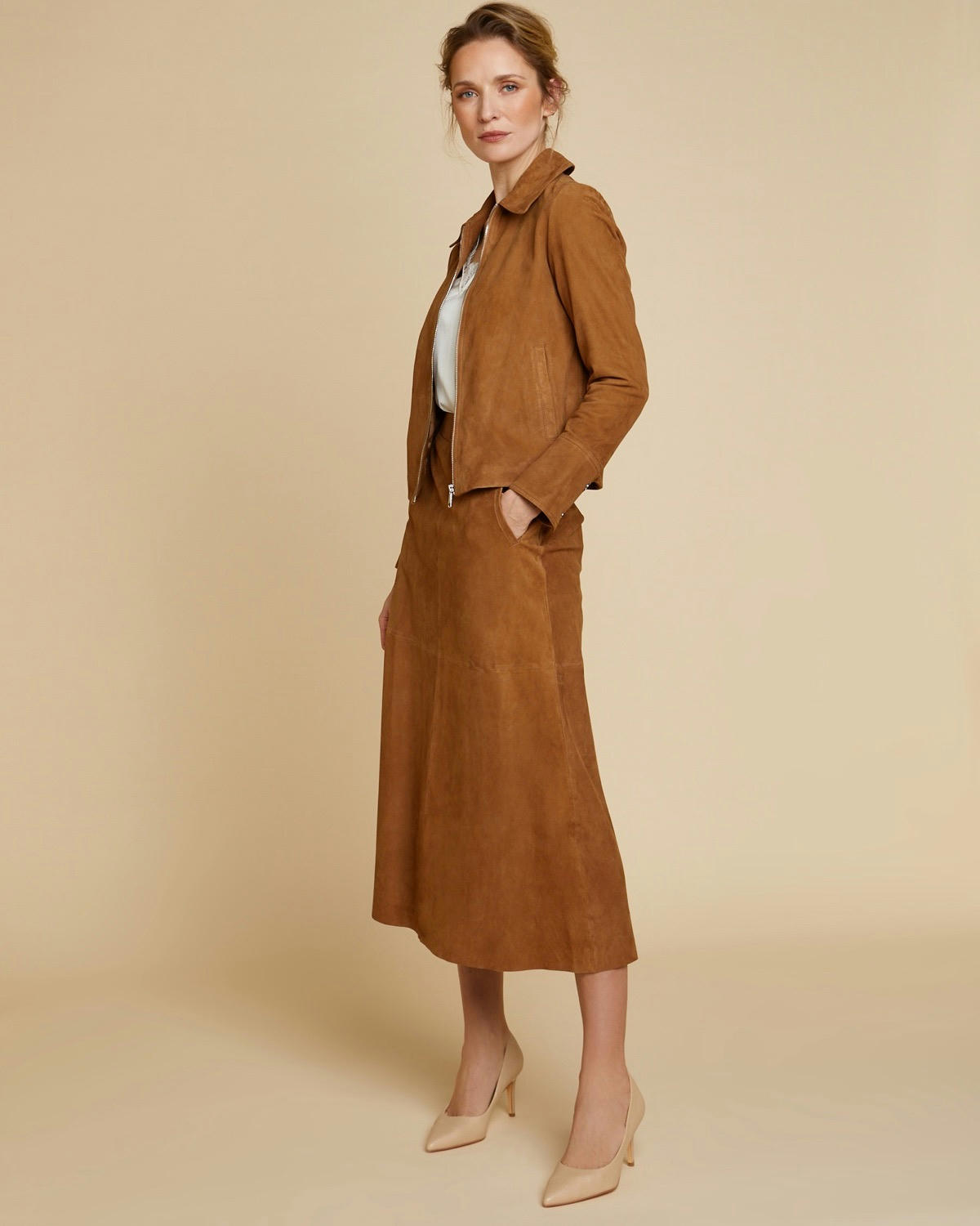Paul Costelloe Living Studio Suede Skirt