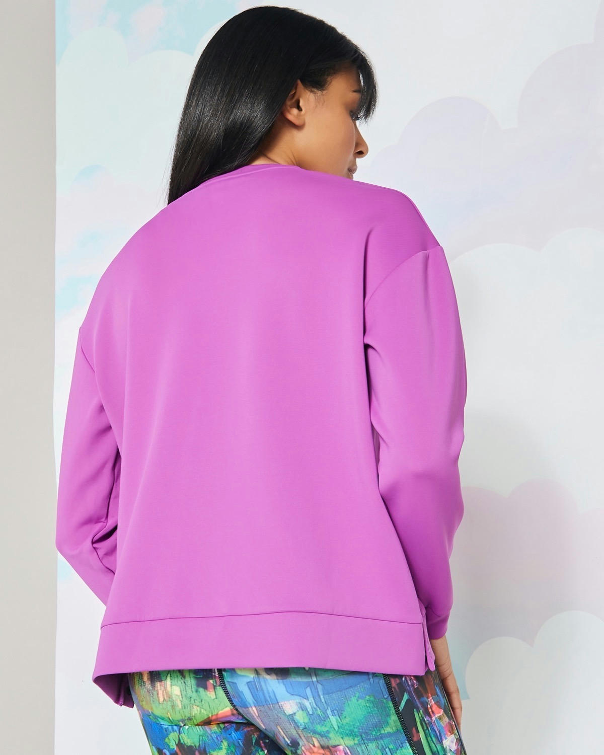 Helen Steele Purple Scuba Side Snap Sweater