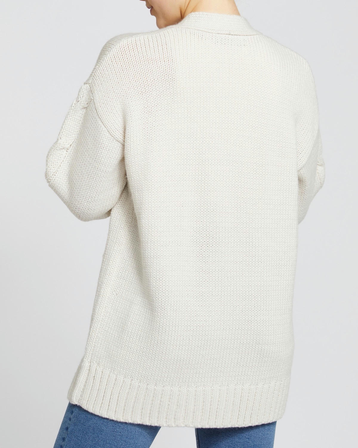 Cable Sleeve Long Cardigan