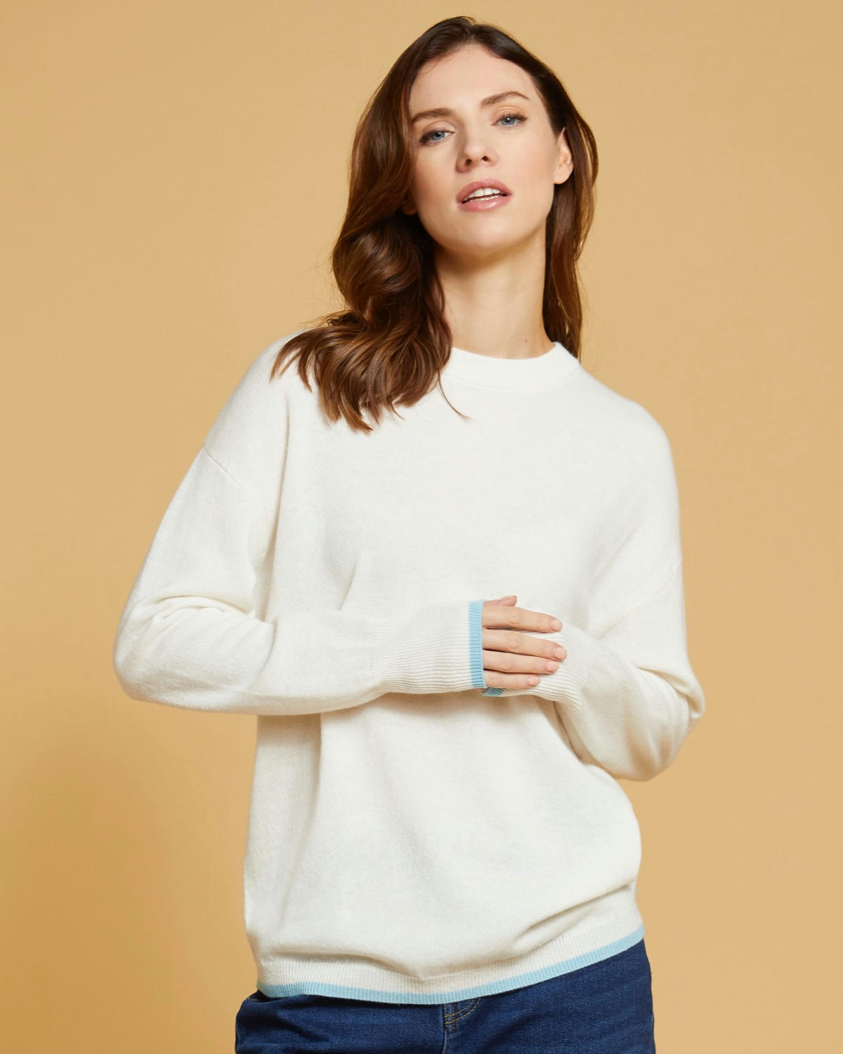 Paul Costelloe Living Studio Tipped Merino Wool Crew Neck Jumper
