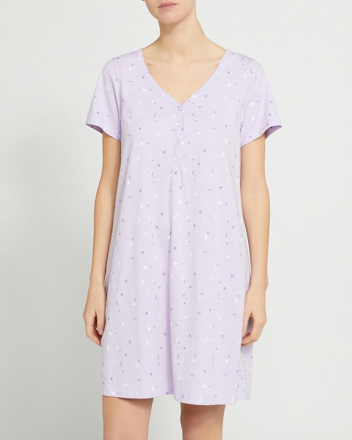 Cotton V-Neck Button Nightdress