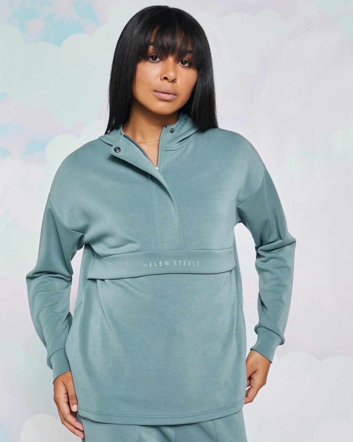 Helen Steele Sage Soft Touch Half Zip Hoodie
