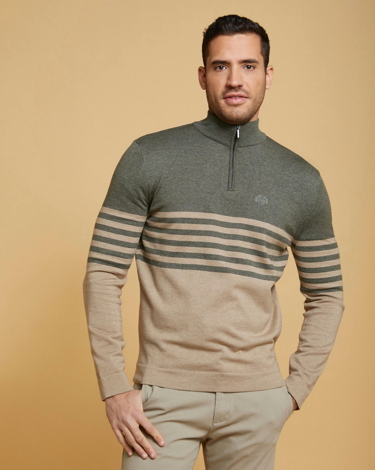 Paul Costelloe Living Half Zip Stripe Knitted Jumper