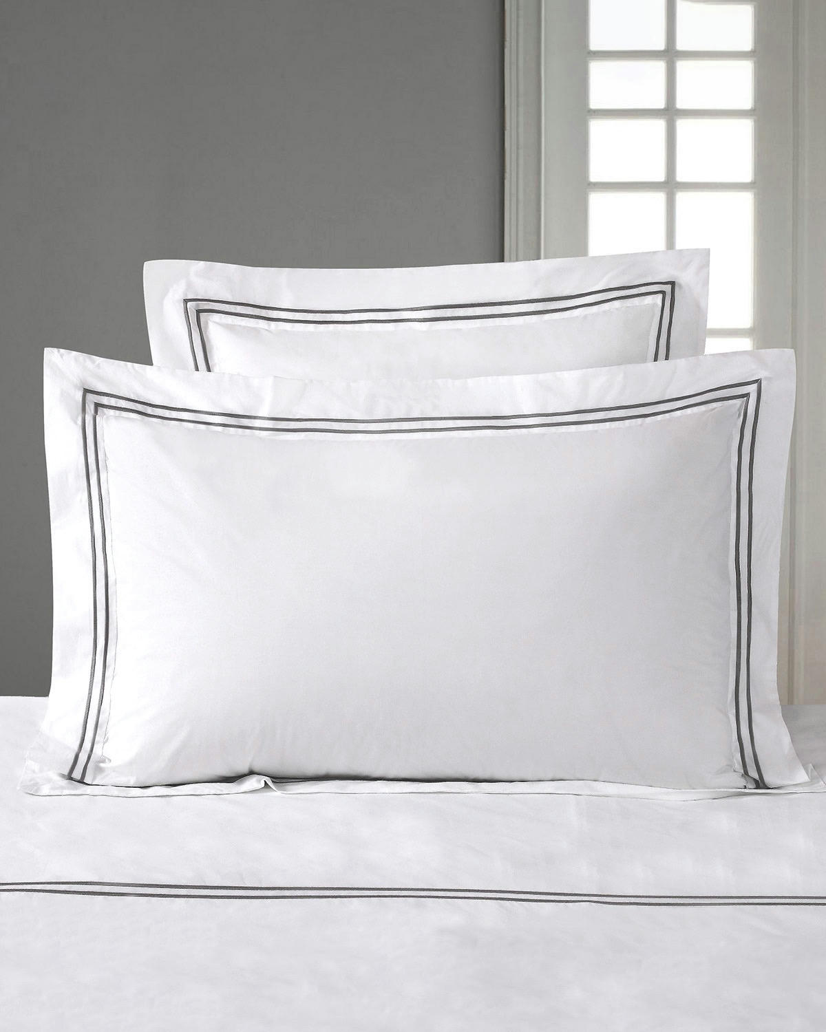 Francis Brennan the Collection Grey Double Stripe Oxford Pillowcase