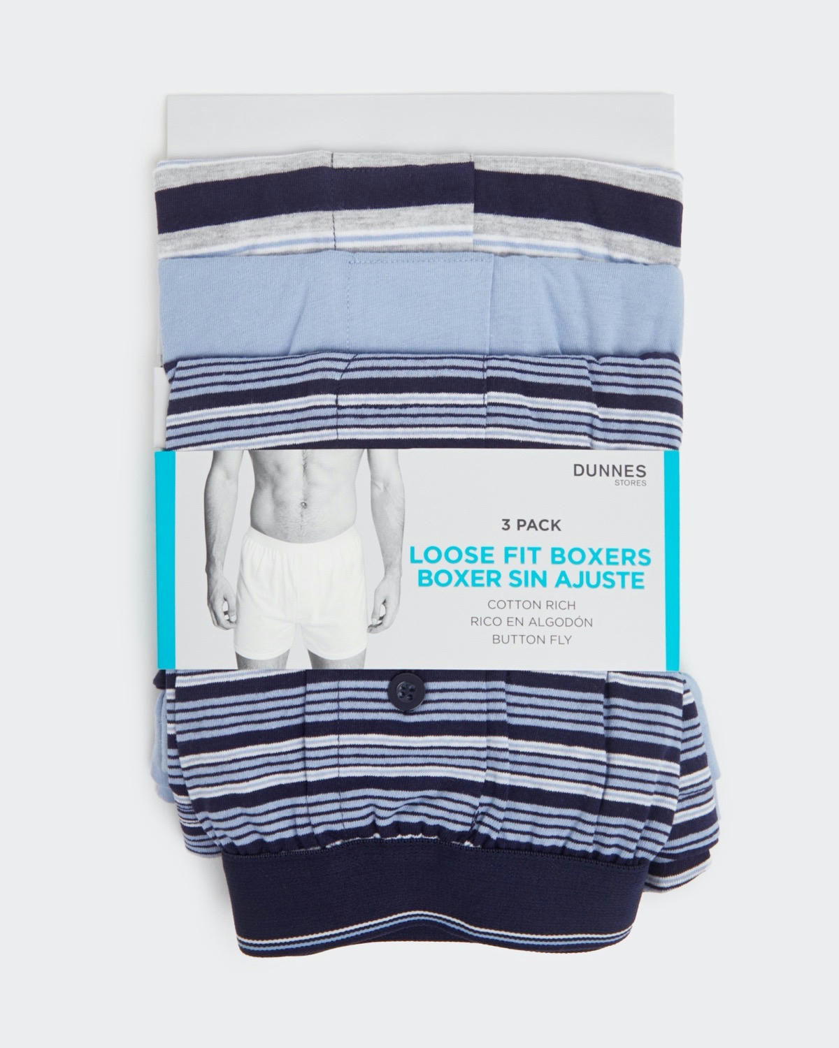 Cotton Rich Loose Fit Boxers (3 Pack)