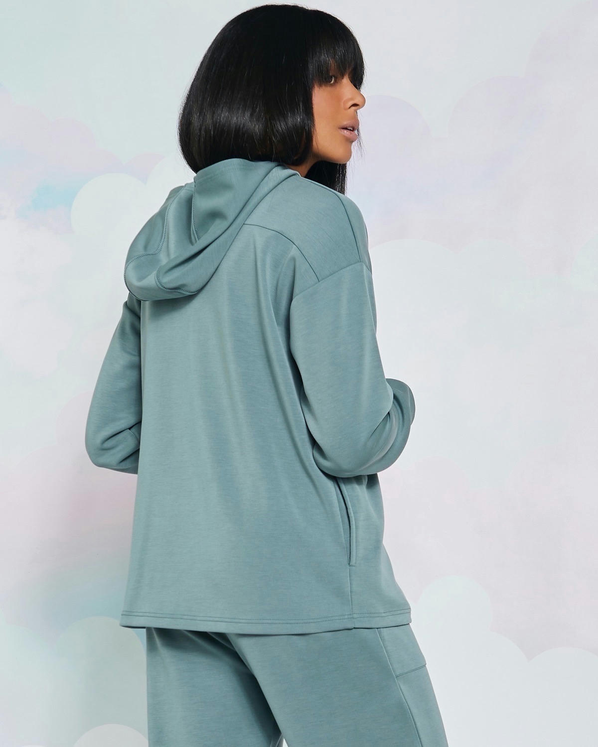 Helen Steele Sage Soft Touch Half Zip Hoodie