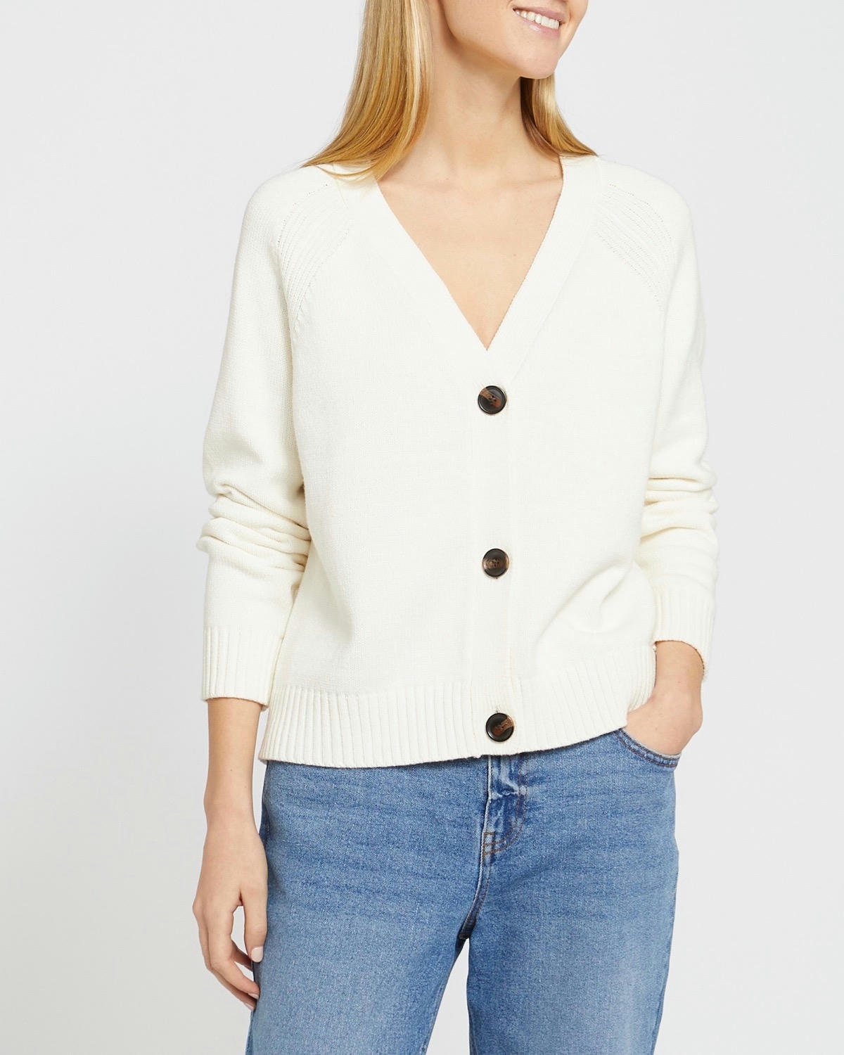 Button Rib Detail Cardigan